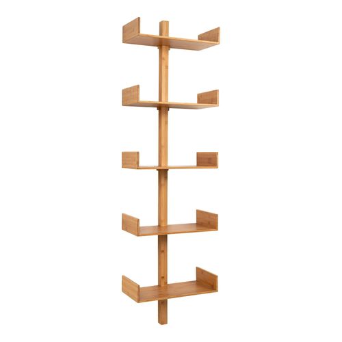 Etagère Murale Verticale En Bambou 5 Plateaux Avec Joues 180 Cm Tallinn