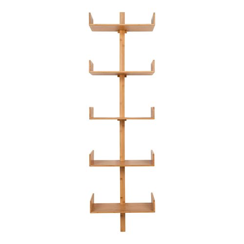 Etagère Murale Verticale En Bambou 5 Plateaux Avec Joues 180 Cm Tallinn