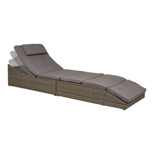 Bain De Soleil Inclinable En Rotin Synthétique Gris Mendoza
