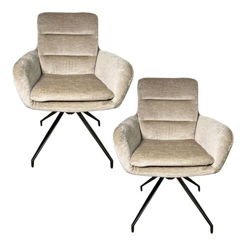 Fauteuil De Table Pivotant En Velours Taupe (lot De 2) Palerme