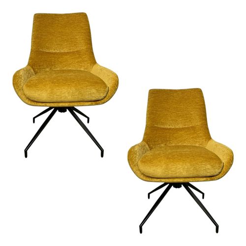 Chaise Pivotante Retro En Velours Moutarde (lot De 2) Palerme