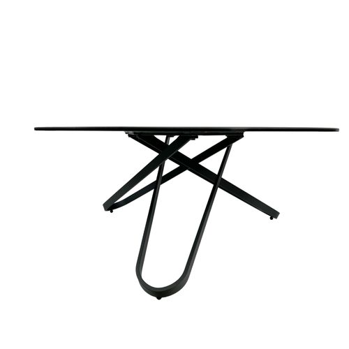 Table Basse Ronde En Céramique Marbrée Anthracite Lombardie