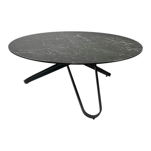 Table Basse Ronde En Céramique Marbrée Anthracite Lombardie