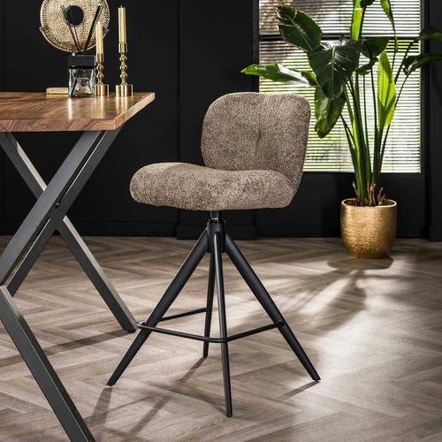 Tabouret De Bar Pivotant En Bouclette Taupe (lot De 2) Galway