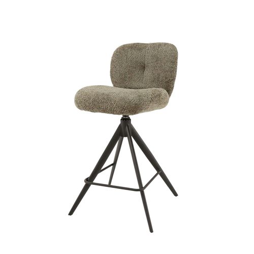 Tabouret De Bar Pivotant En Bouclette Taupe (lot De 2) Galway