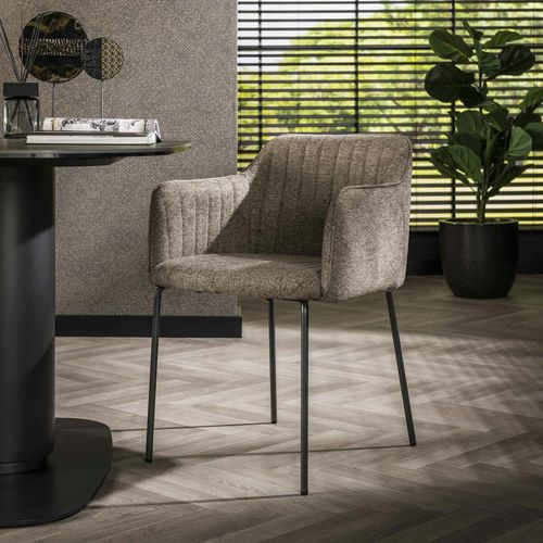 Fauteuil De Table Taupe En Tissu à Larges Côtes (lot De 2) Nova
