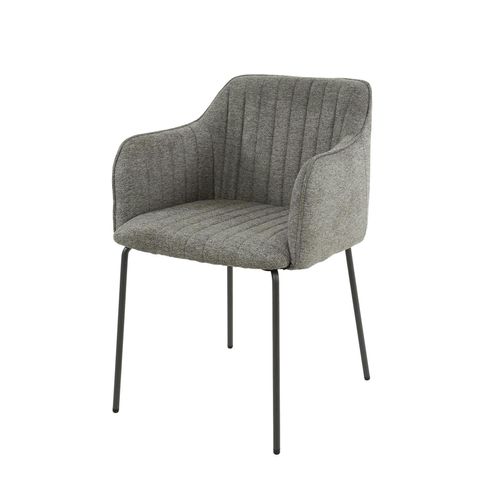 Fauteuil De Table Taupe En Tissu à Larges Côtes (lot De 2) Nova