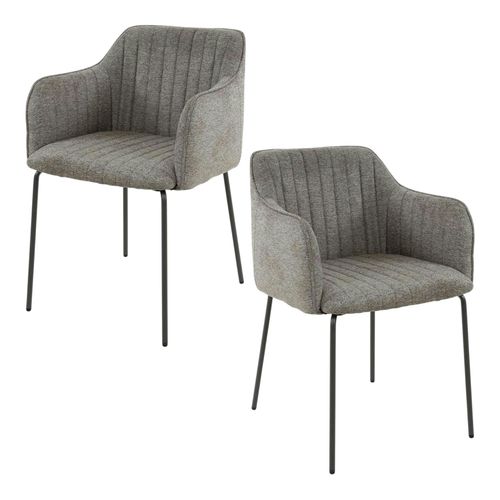 Fauteuil De Table Taupe En Tissu à Larges Côtes (lot De 2) Nova