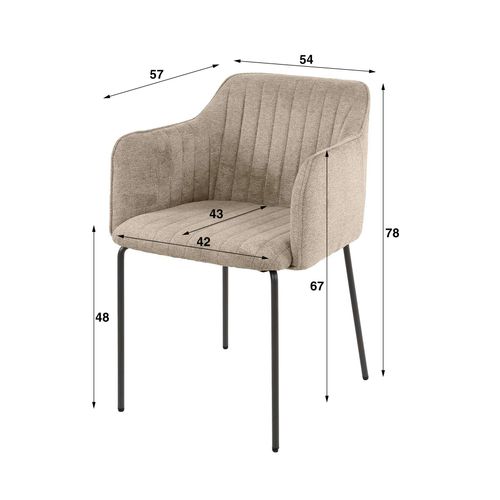 Fauteuil De Table Blanc En Tissu à Larges Côtes (lot De 2) Nova