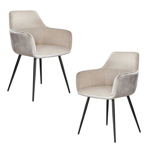 Fauteuil De Table Blanc Gris Bi-matière (lot De 2) Galway