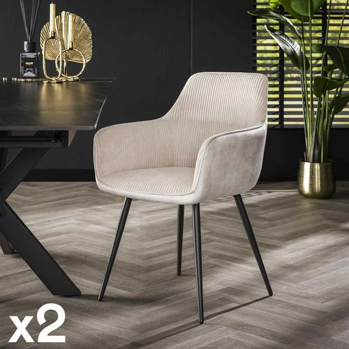 Fauteuil De Table Blanc Gris Bi-matière (lot De 2) Galway