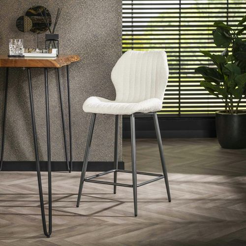 Chaise De Bar Blanche En Bouclette Avec Repose-pieds (lot De 2) Galway