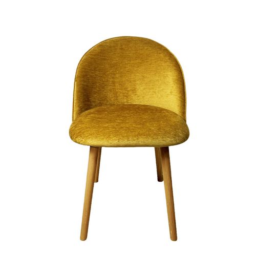 Chaise Scandinave En Bois Et Velours Moutarde (lot De 2) Etna