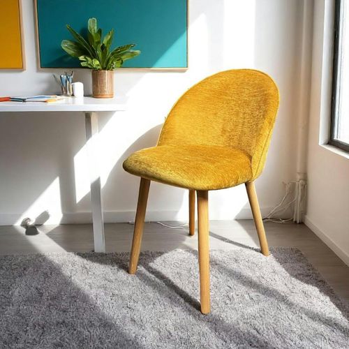 Chaise Scandinave En Bois Et Velours Moutarde (lot De 2) Etna