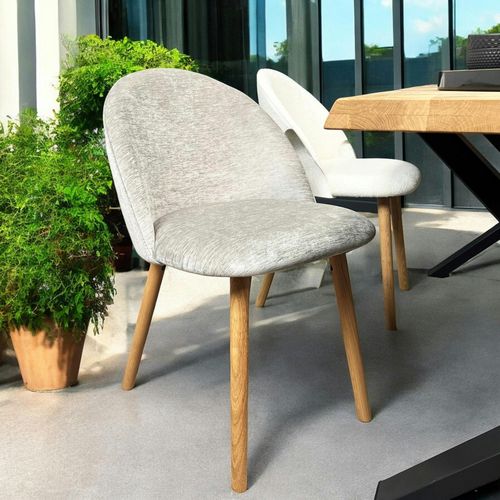 Chaise Scandinave En Bois Et Velours Gris (lot De 2) Etna