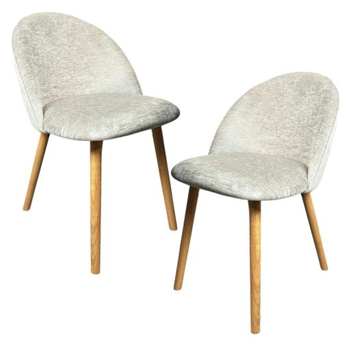 Chaise Scandinave En Bois Et Velours Gris (lot De 2) Etna