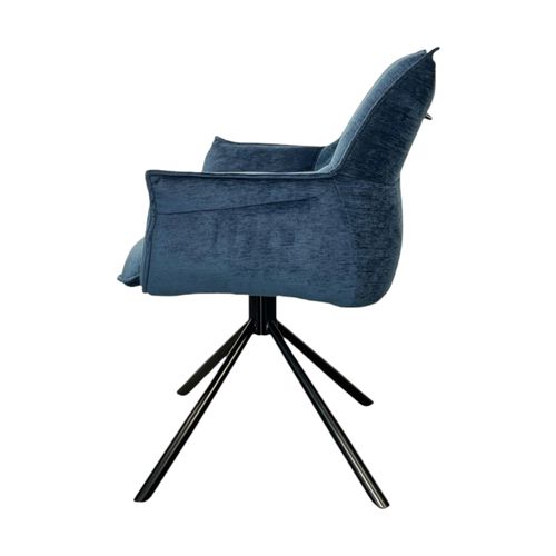 Fauteuil De Table En Velours Bleu Avec Retour (lot De 2) Palerme