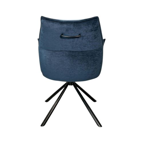 Fauteuil De Table En Velours Bleu Avec Retour (lot De 2) Palerme