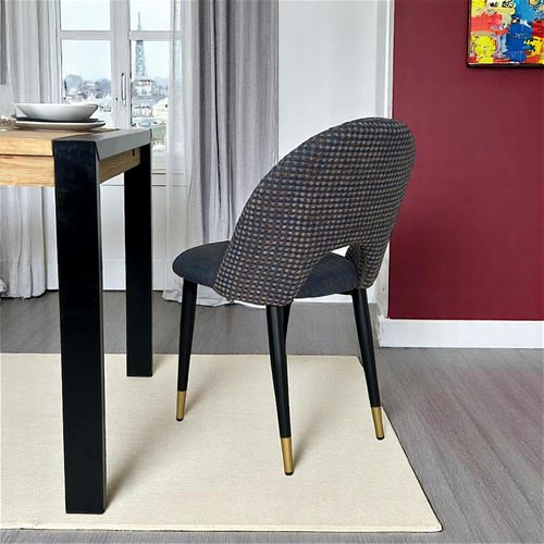 Chaise Salle à Manger Tissu Quadrillé Bleu Foncé (lot De 2) Malmoe