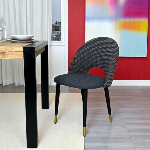 Chaise Salle à Manger Tissu Quadrillé Bleu Foncé (lot De 2) Malmoe