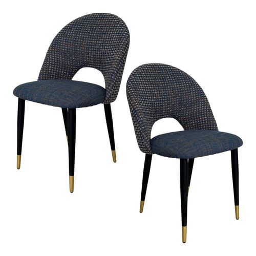 Chaise Salle à Manger Tissu Quadrillé Bleu Foncé (lot De 2) Malmoe