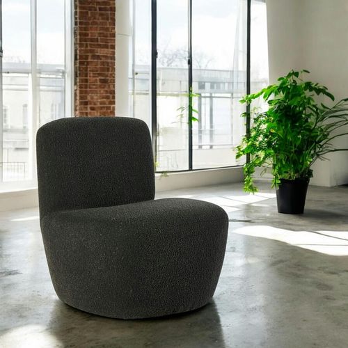 Fauteuil Arrondi Tissu Bouclettes Anthracite Malmoe