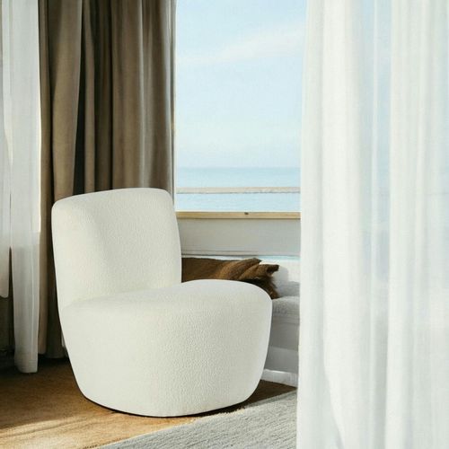 Fauteuil Arrondi Tissu Bouclettes Blanc Malmoe