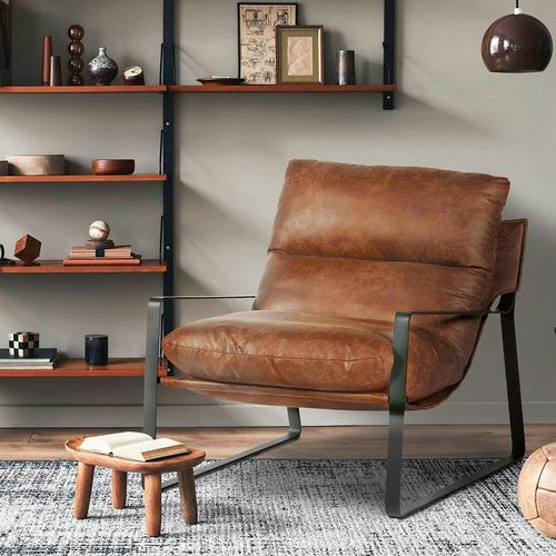 Fauteuil Design Tissu Havane Et Métal Epika