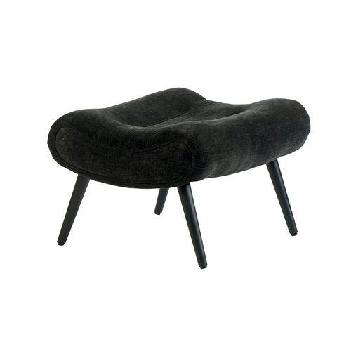 Fauteuil Et Pouf Assortis Tissu Noir Malmoe