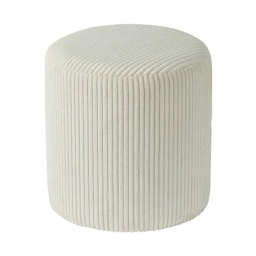 Pouf Rond Velours Côtelé Blanc (lot De 2) Malmoe