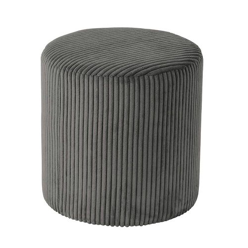 Pouf Rond Velours Côtelé Gris (lot De 2) Malmoe