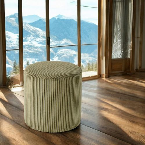 Pouf Rond Velours Côtelé Kaki (lot De 2) Malmoe