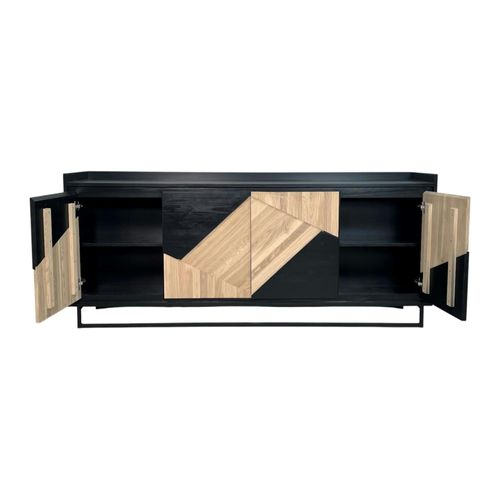 Buffet 4 Portes Bois Noir Et Blanc Anina