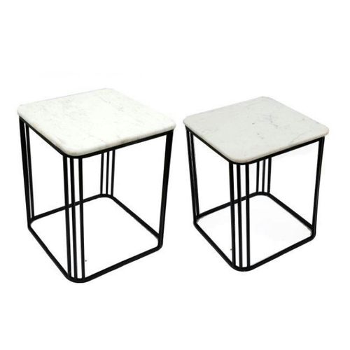 Sellette Carrée Plateau En Marbre (lot De 2)