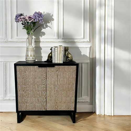 Buffet 2 Portes Bois Et Métal Décor Oriental