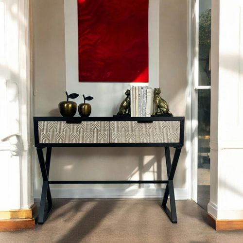 Console 2 Tiroirs Bois Et Métal Décor Art-déco