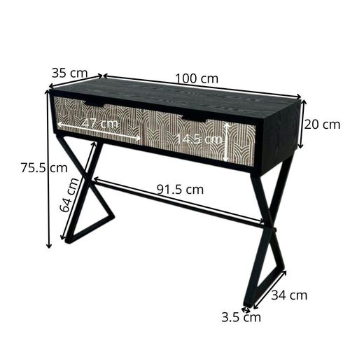 Console 2 Tiroirs Bois Et Métal Décor Art-déco