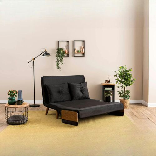 Canapé-lit D'appoint En Velours Noir, 2 Places Loja