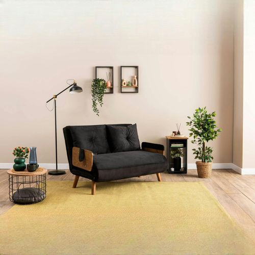 Canapé-lit D'appoint En Velours Noir, 2 Places Loja