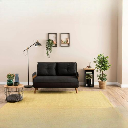 Canapé-lit D'appoint En Velours Noir, 2 Places Loja