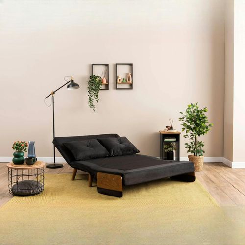 Canapé-lit D'appoint En Velours Noir, 2 Places Loja