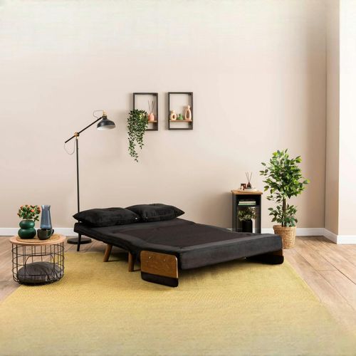 Canapé-lit D'appoint En Velours Noir, 2 Places Loja