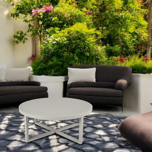 Table Basse De Jardin En Aluminium Gris Sable D 100 Cm Oslo