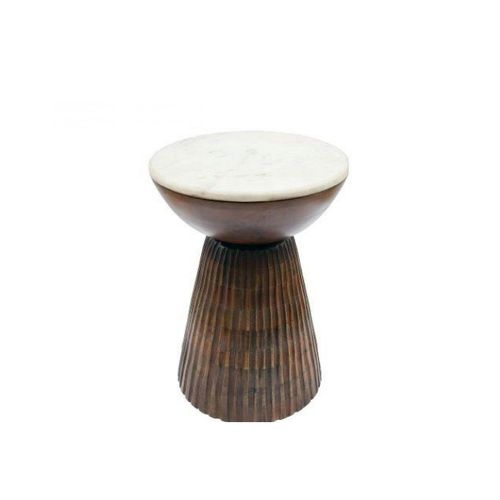 Sellette Ronde Bois Et Marbre D39 Cm