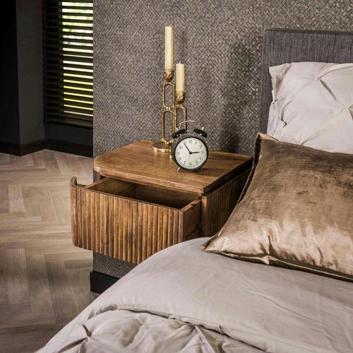 Table De Nuit Murale En Bois De Manguier Motif Baguette (lot De 2) Delhi