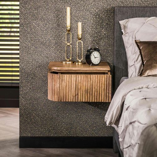 Table De Nuit Murale En Bois De Manguier Motif Baguette (lot De 2) Delhi