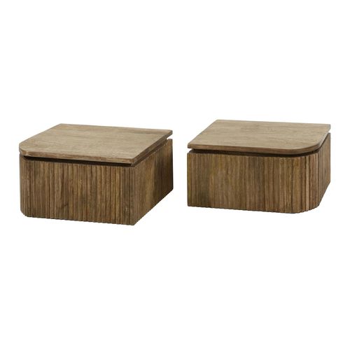 Table De Nuit Murale En Bois De Manguier Motif Baguette (lot De 2) Delhi