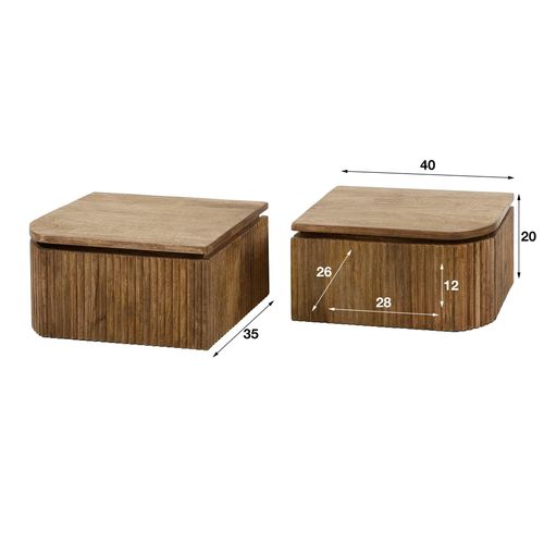 Table De Nuit Murale En Bois De Manguier Motif Baguette (lot De 2) Delhi