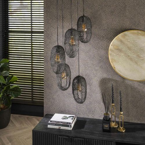 Suspension Filaire 5 Abat-jour Ouverts Ralf