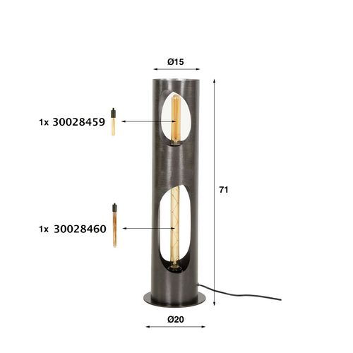 Lampadaire Cylindrique Ouvert H 71 Cm Ralf